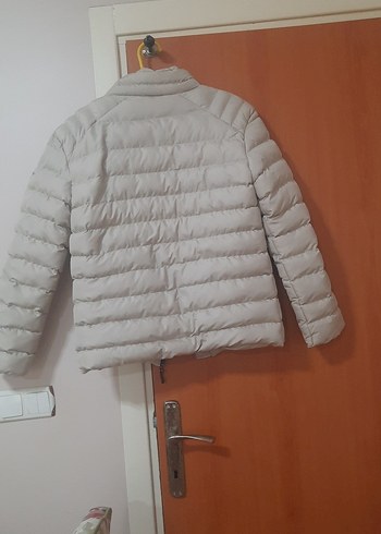 Fermuarlı  bej Kısa erkek Kışlık Mont - Görsel 4