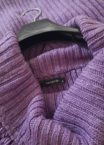 Mor Püsküllü Bohem Kısa Kazak - Görsel 3