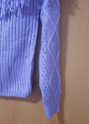 Mor Püsküllü Bohem Kısa Kazak - Görsel 2