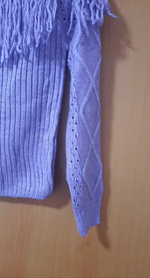 Mor Püsküllü Bohem Kısa Kazak - Görsel 2