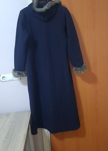 Kadın Uzun Lacivert Fermuarlı Kaban - Görsel 4