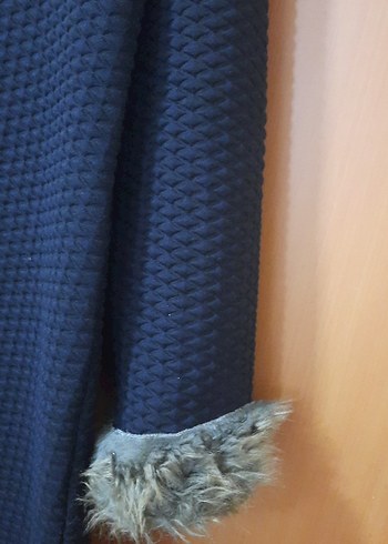 Kadın Uzun Lacivert Fermuarlı Kaban - Görsel 3