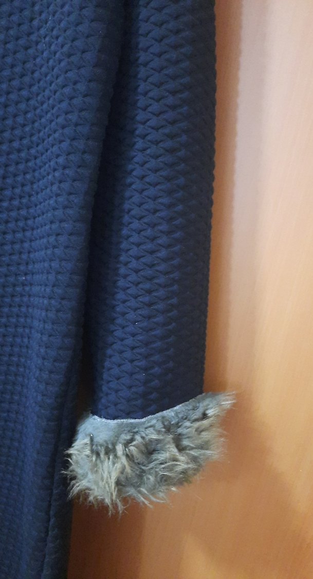 Kadın Uzun Lacivert Fermuarlı Kaban - Görsel 3