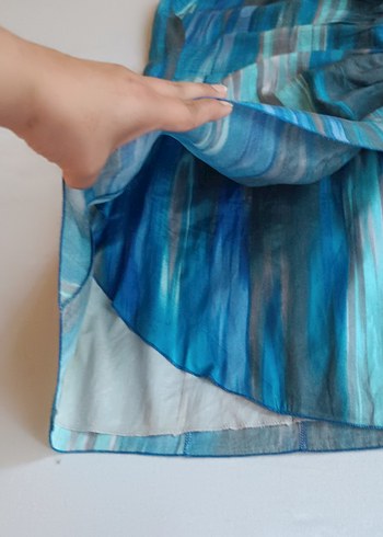 Mavi Gri Drapeli Straplez Mini Elbise - Görsel 5