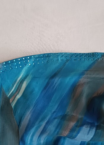 Mavi Gri Drapeli Straplez Mini Elbise - Görsel 3