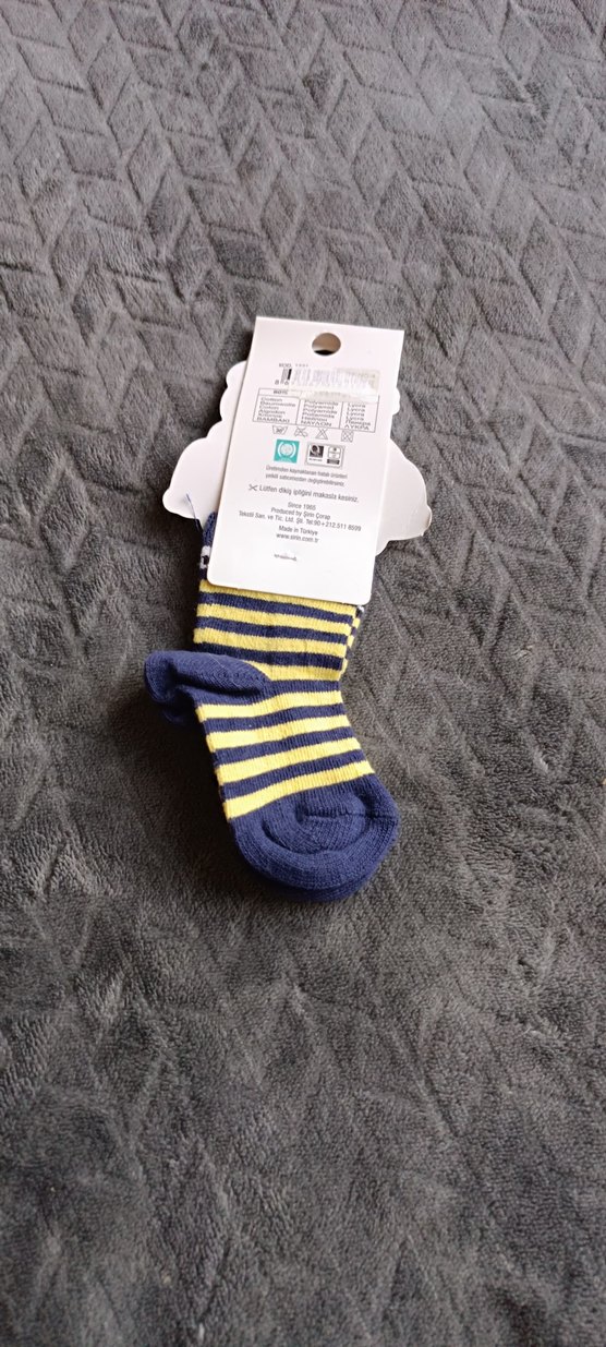 Çizgili sari lacivert taraftar Bebek Çorabı 1-2 Yaş - Görsel 2
