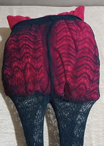 Siyah Dantel Gotik Kadın külotlu çorap - Görsel 4