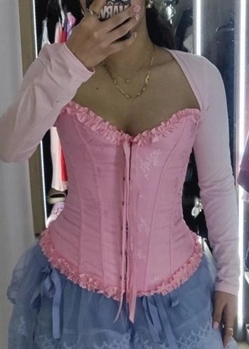 Kız Çocuk Pembe Uzun Kollu Straplez Bolero