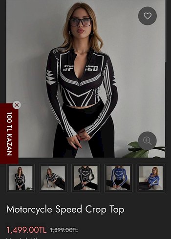 Trendyol & Milla Siyah Baskılı Fermuarlı Crop Top