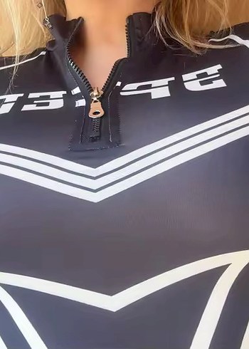 s Beden siyah Renk Siyah Baskılı Fermuarlı Crop Top