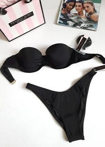 Siyah Straplez Gösterişli Bikini Takımı