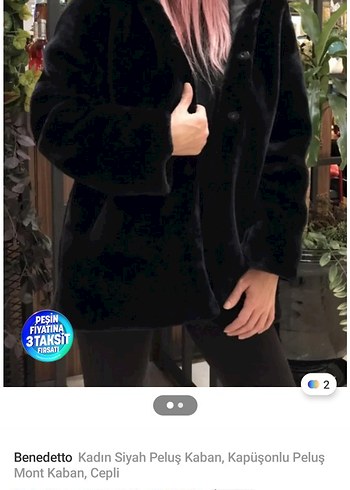 s Beden siyah Renk Siyah Kapüşonlu Kadın Peluş Kaban