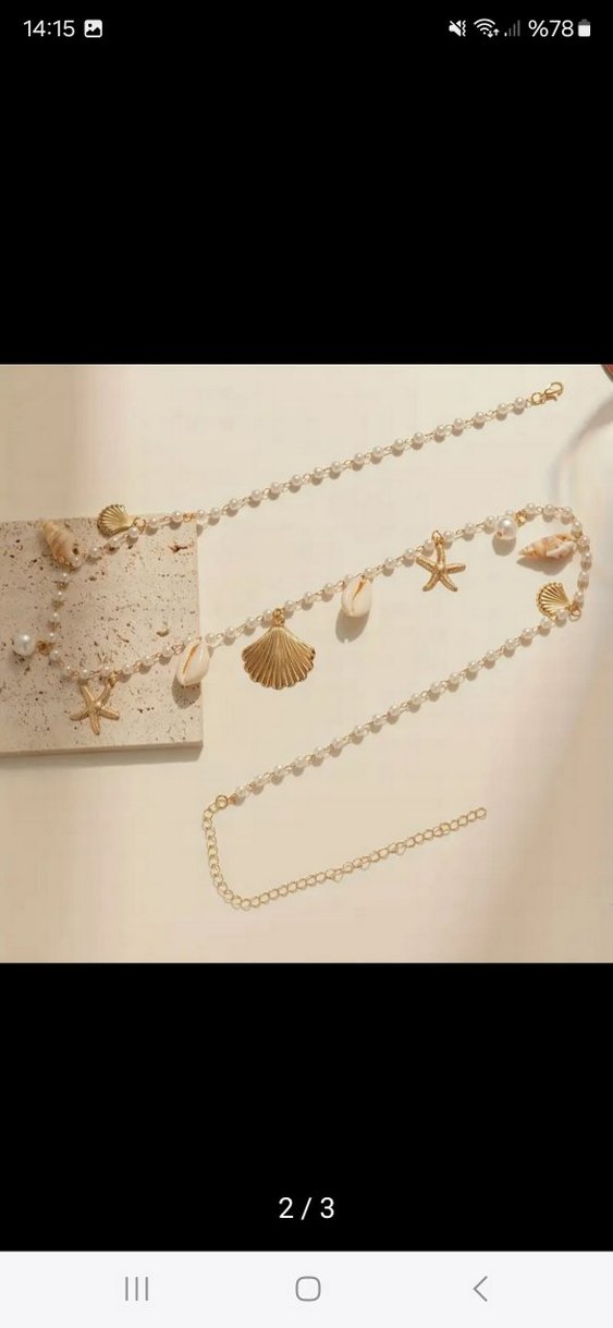 Boncuklu Beyaz Kadın Bel Zinciri - Görsel 3