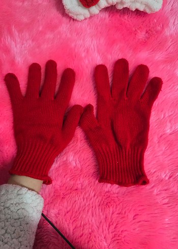 Kırmızı Örgü Kadın Eldivenleri - Görsel 4