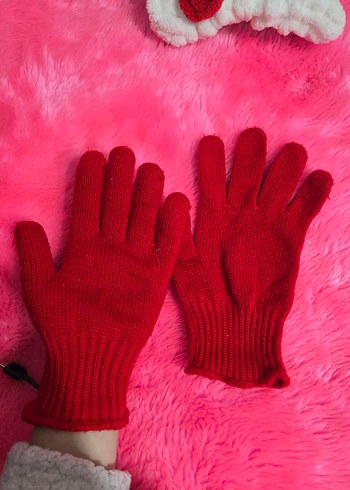 Kırmızı Örgü Kadın Eldivenleri - Görsel 3