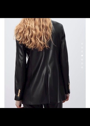 Düğmeli Siyah Deri Kadın Ceket - Görsel 10