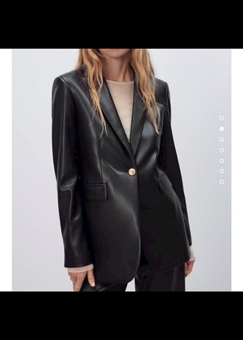 Düğmeli Siyah Deri Kadın Ceket - Görsel 12