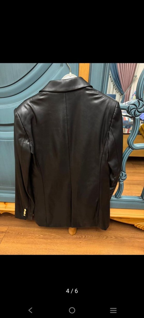 Düğmeli Siyah Deri Kadın Ceket - Görsel 3