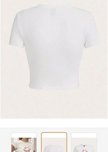 Pembe Baskılı Kısa Kollu Pamuklu Tişört - Görsel 4