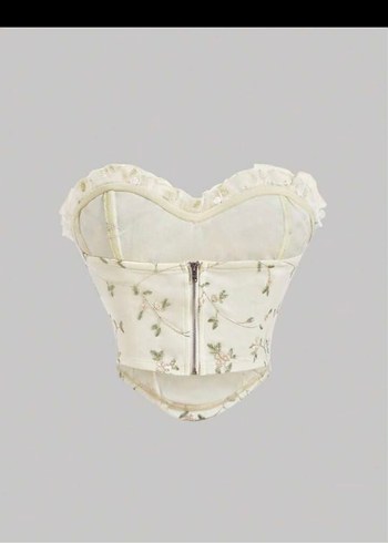 Dantel İşlemeli Beyaz Straplez Bustiyer - Görsel 2