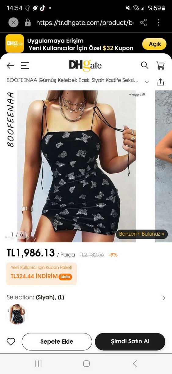 Siyah Pul Detaylı Straplez Mini Elbise - Görsel 2