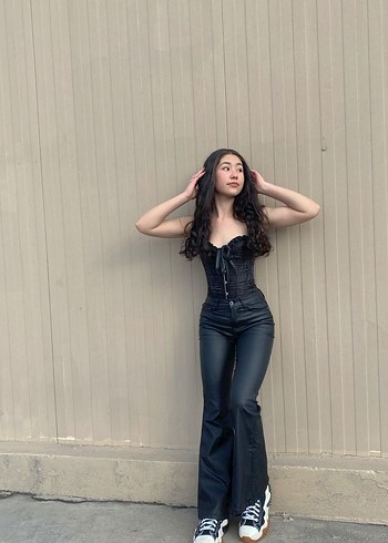 Siyah Fırfırlı Straplez Gotik Büstiyer - Görsel 8