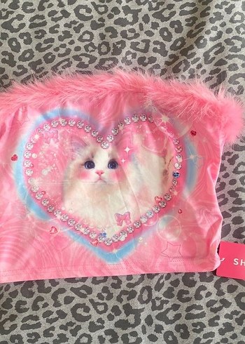 Pembe Kürklü Straplez Bustiyer - Görsel 2