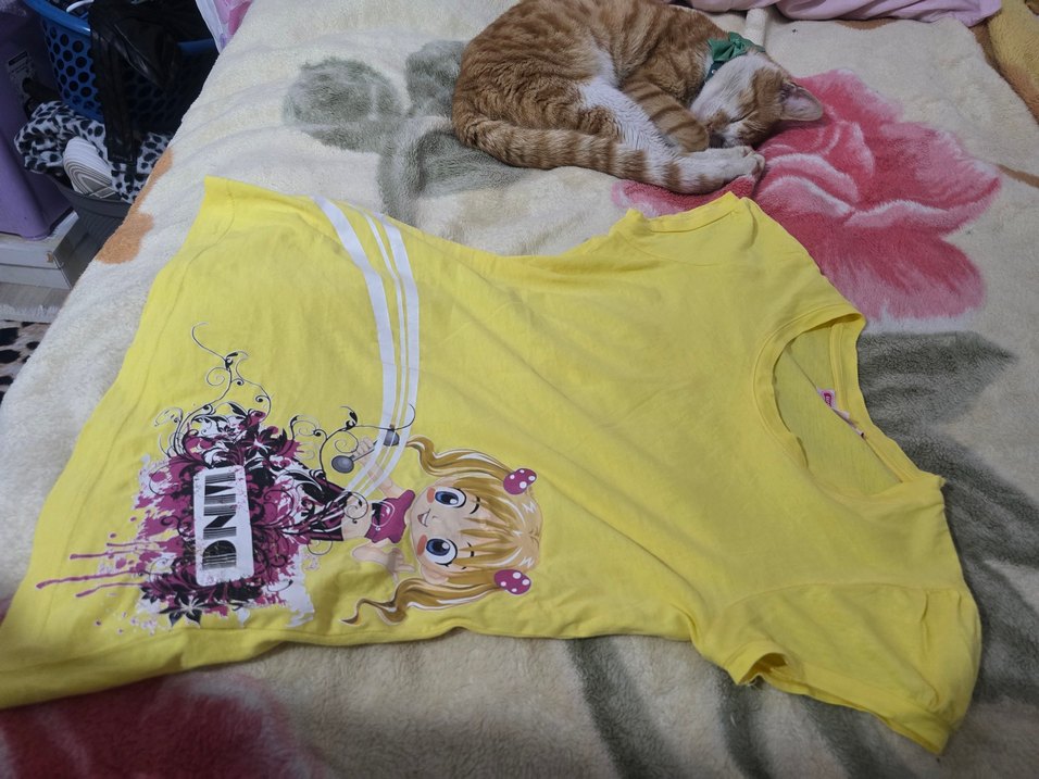 Sarı Baskılı Kız Çocuk Tişörtü - Görsel 2