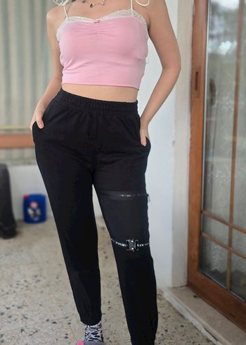 Fermuarlı Siyah Kadın Eşofman Altı - Görsel 5