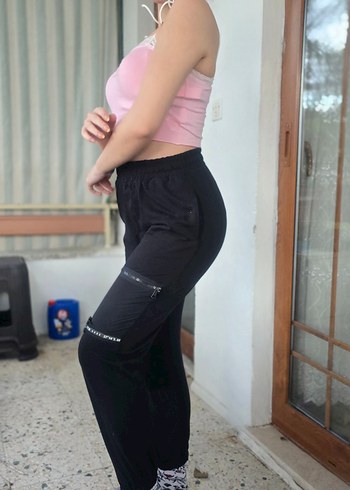 Fermuarlı Siyah Kadın Eşofman Altı - Görsel 4