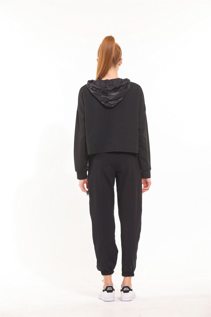 Fermuarlı Siyah Kadın Eşofman Altı - Görsel 2