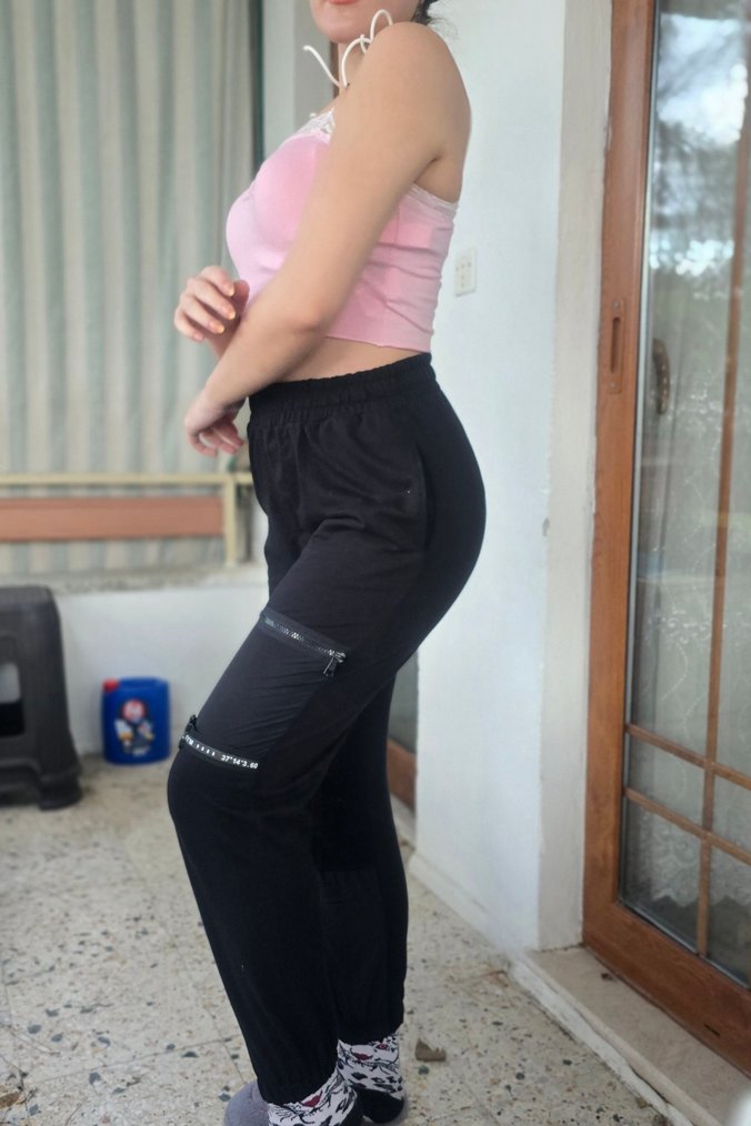 Fermuarlı Siyah Kadın Eşofman Altı - Görsel 4