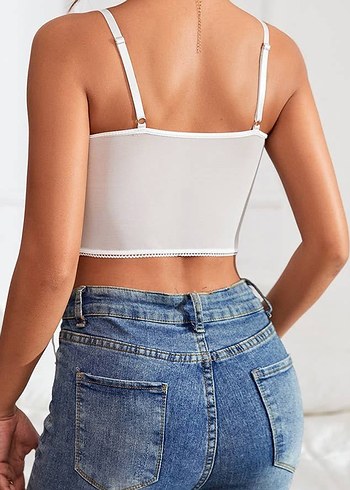 İşlemeli Beyaz Dantel Detaylı Mini Büstiyer - Görsel 7