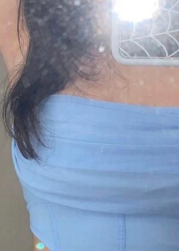 Mavi Drapeli Midi Straplez Büstiyer - Görsel 5