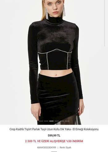 Kadın Siyah Parlak Mini Gotik Bluz - Görsel 6