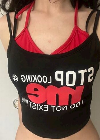 s Beden kırmızı Renk Kırmızı Baskılı Halter Yaka Crop Top