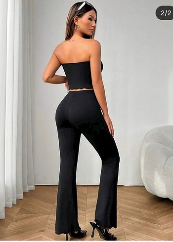 Sheinside Siyah Straplez Kadın Tulum