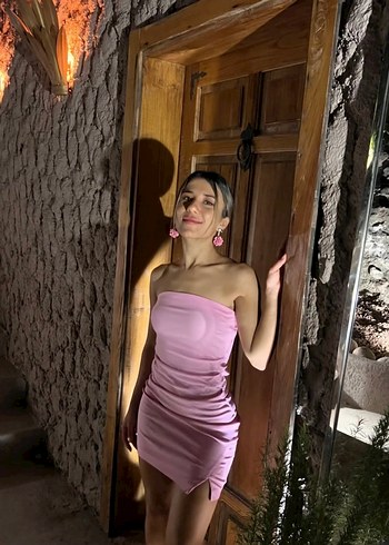 Defacto Pembe Straplez Mini Elbise