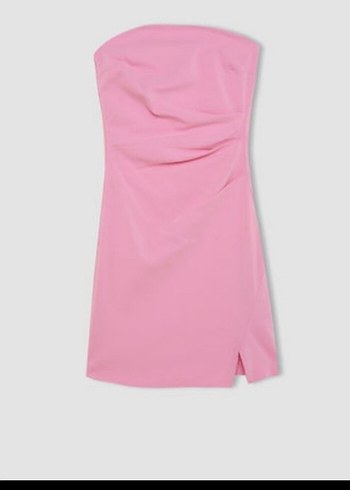 xs Beden pembe Renk Pembe Straplez Mini Elbise