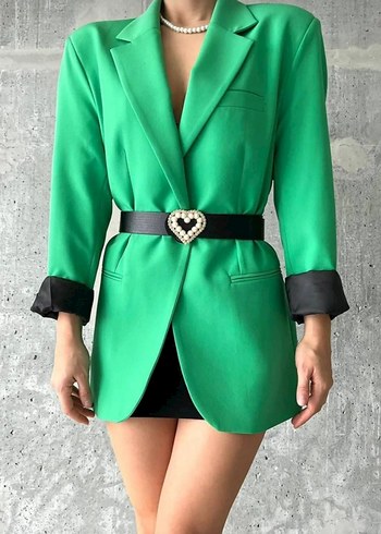 Zara Kemerli Yesil Mini Kadin Blazer