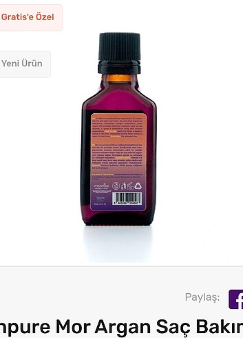 Beauty Collection Intenpure Mor Argan Saç Bakım Yağı 30 ml
