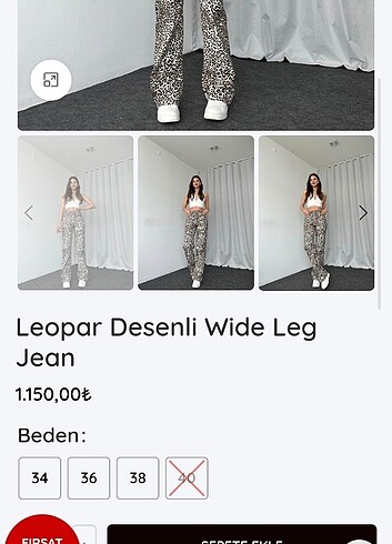 s Beden kahverengi Renk Leopar desenli wilde leg jean