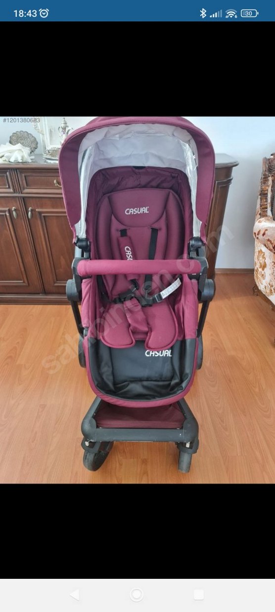 Bordo Bebek Arabası ve Oto Koltuğu Seti - Görsel 2