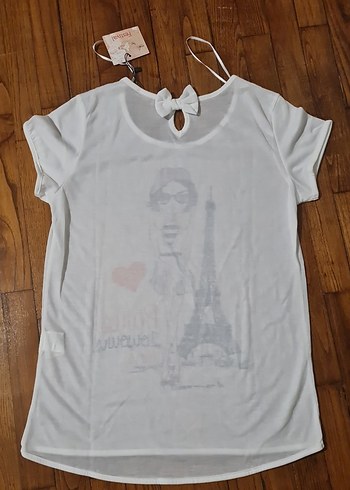 KOTON M Kız Çocuk Beyaz Baskılı Kısa Kollu Tişört - Görsel 5