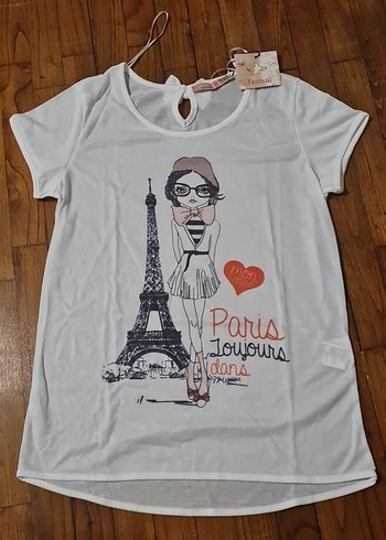 KOTON M Kız Çocuk Beyaz Baskılı Kısa Kollu Tişört - Görsel 2