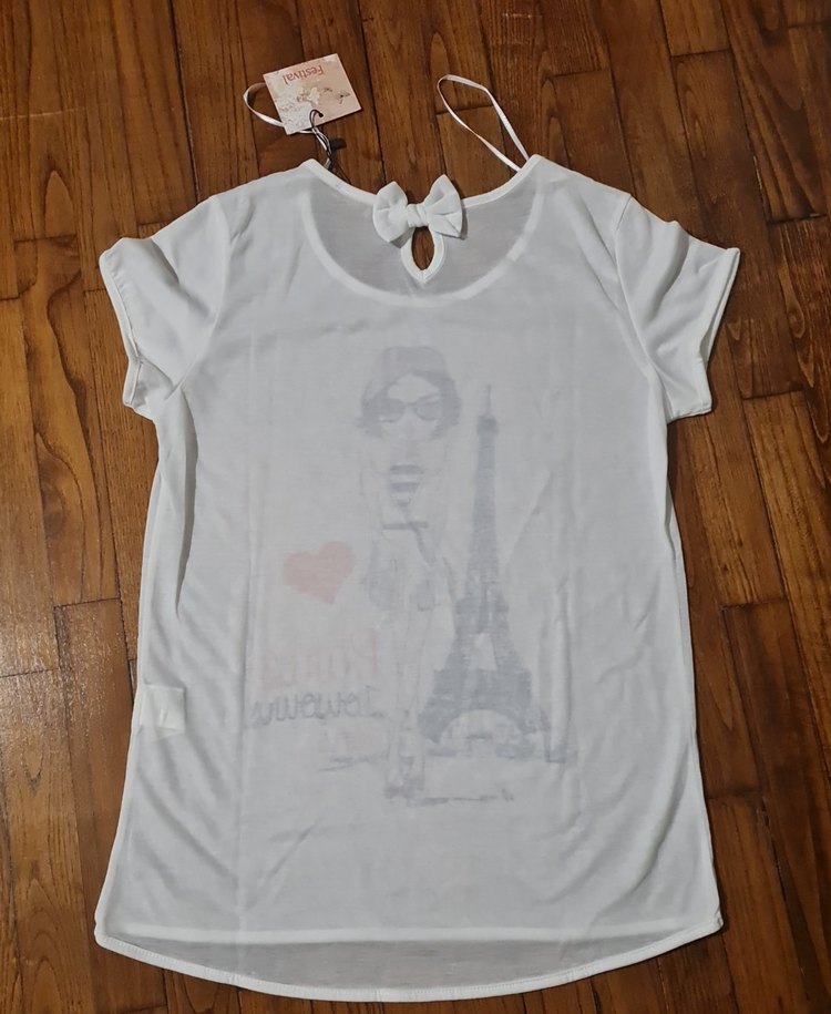 KOTON M Kız Çocuk Beyaz Baskılı Kısa Kollu Tişört - Görsel 5