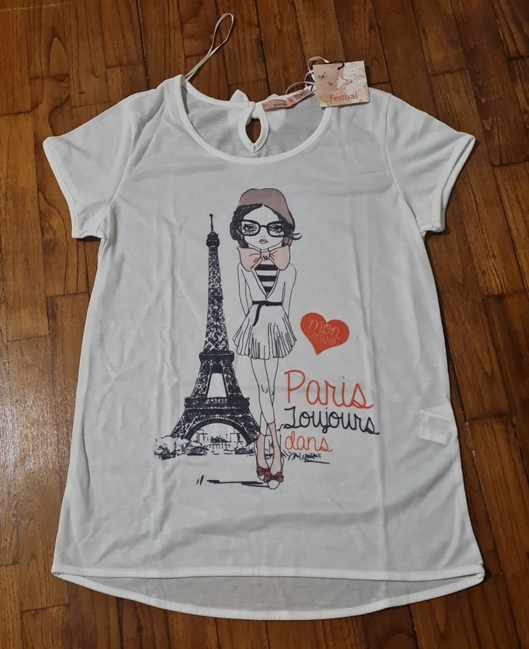 KOTON M Kız Çocuk Beyaz Baskılı Kısa Kollu Tişört - Görsel 2