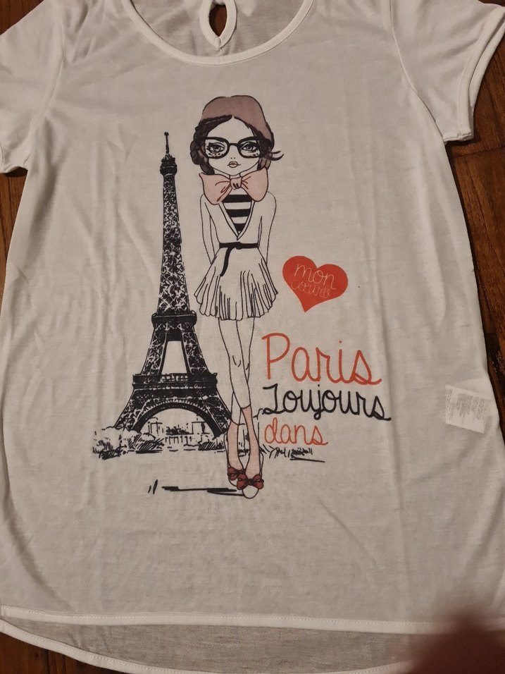 KOTON M Kız Çocuk Beyaz Baskılı Kısa Kollu Tişört - Görsel 3