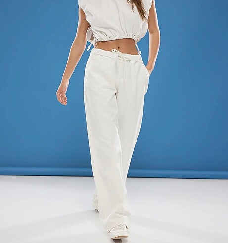 Beyaz wide leg pantolon