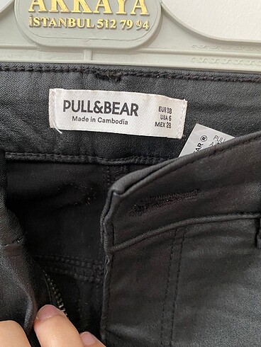 Pull and Bear Pull&bear siyah deri skinny pantolon